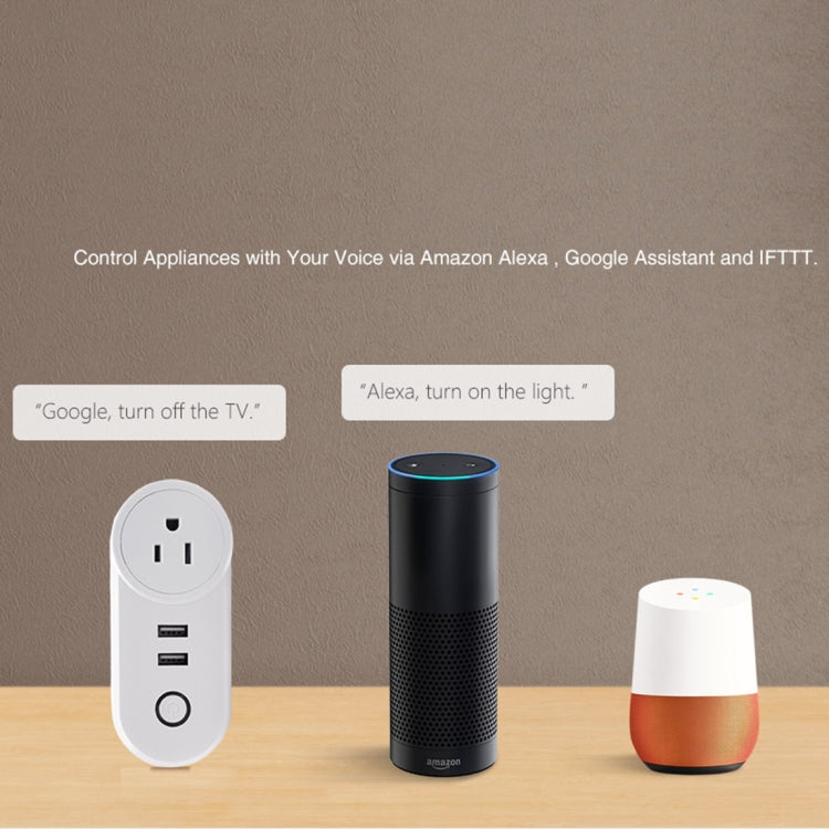 SA-002 prise secteur intelligente WiFi avec 2 ports USB + 1 prise EU, compatible Alexa et Google Home, AC 110V-230V, prise EU, prise UK, prise US