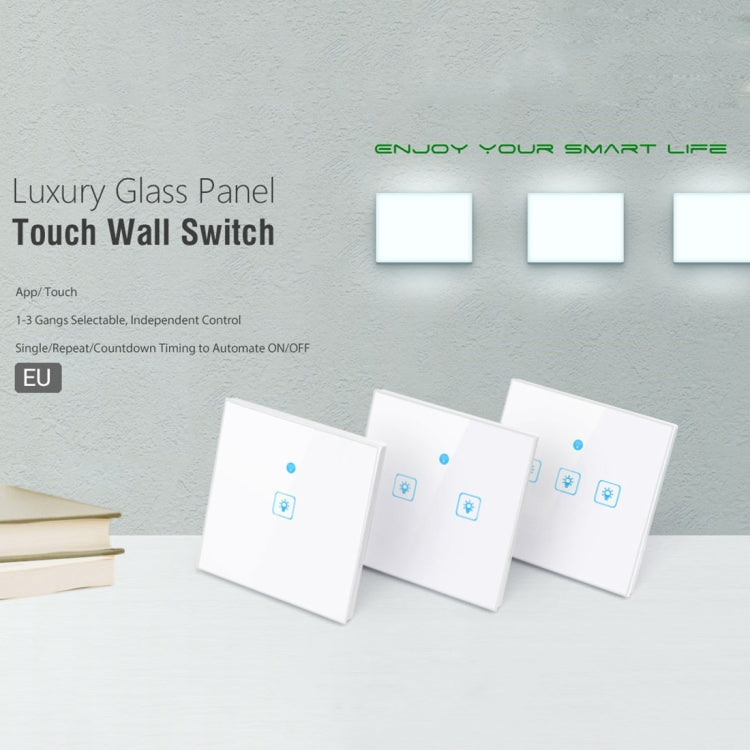 WS-EU-01 Interrupteur mural intelligent EWeLink avec commande tactile et panneau en verre trempé 2A, 1 Gang, CA 90V-250V, prise UE