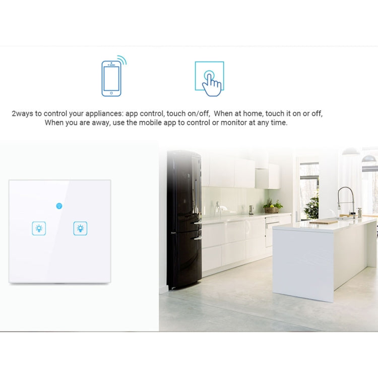 WS-EU-01 Interrupteur mural intelligent EWeLink avec commande tactile et panneau en verre trempé 2A, 1 Gang, CA 90V-250V, prise UE