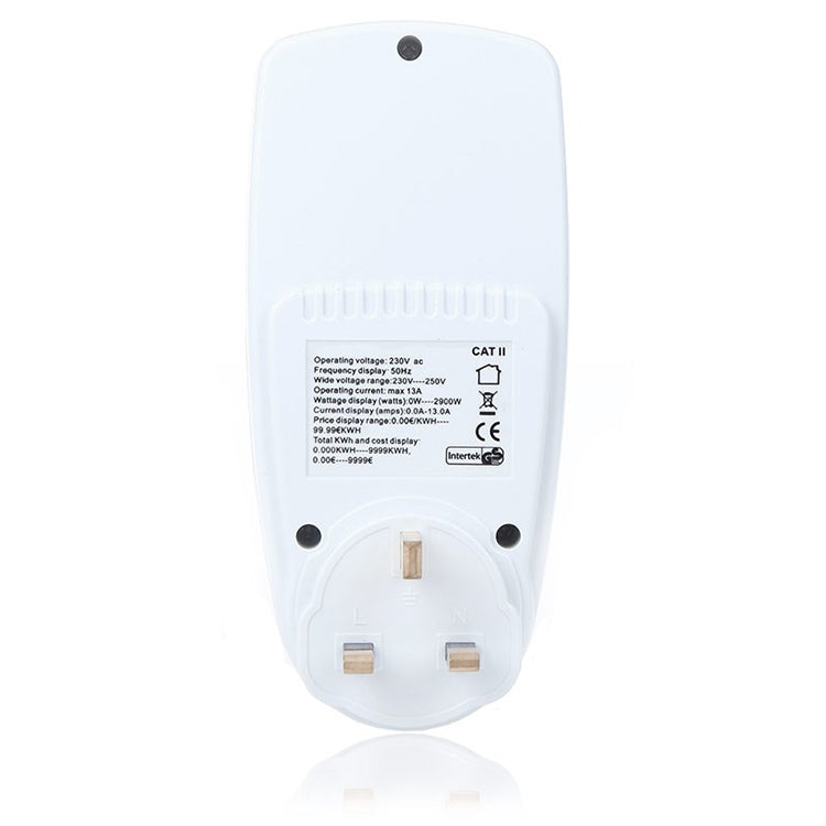Compteur d'énergie à affichage LCD AC 230-250V 50Hz Max 13A, watt, volt, analyseur de puissance, moniteur automatique d'électricité, prise UK, AC 230-250V prise UK