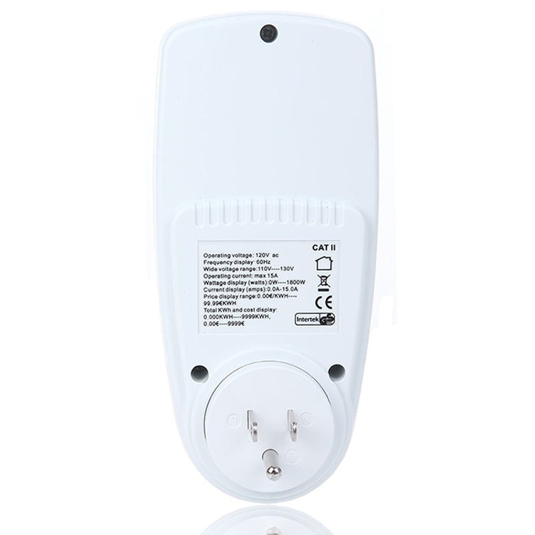 Compteur d'énergie à affichage LCD AC 120V 60Hz Max 15A, watt, ampères, volt, moniteur d'utilisation électrique, prise US, AC 120V prise US