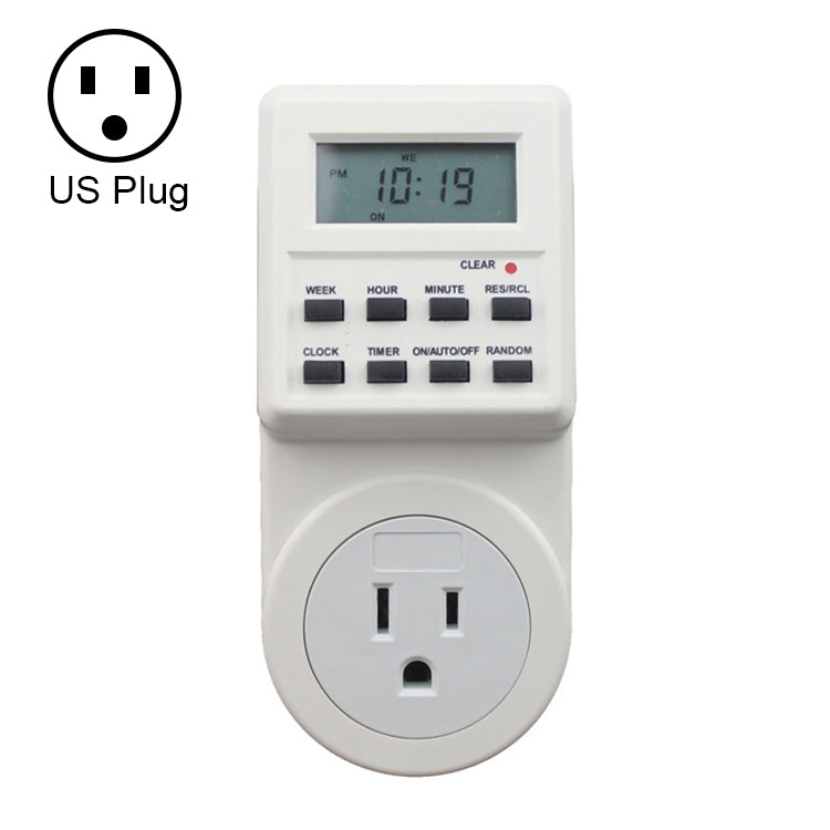 Prise domotique AC 120V avec affichage LCD, horloge, fonction heure d'été, minuterie changeable 12/24 heures, prise US, AC 120V prise US