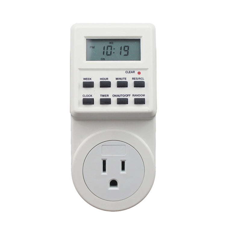 Prise domotique AC 120V avec affichage LCD, horloge, fonction heure d'été, minuterie changeable 12/24 heures, prise US, AC 120V prise US