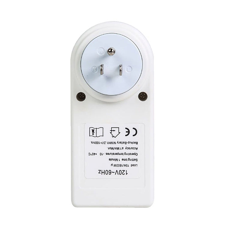 Prise domotique AC 120V avec affichage LCD, horloge, fonction heure d'été, minuterie changeable 12/24 heures, prise US, AC 120V prise US