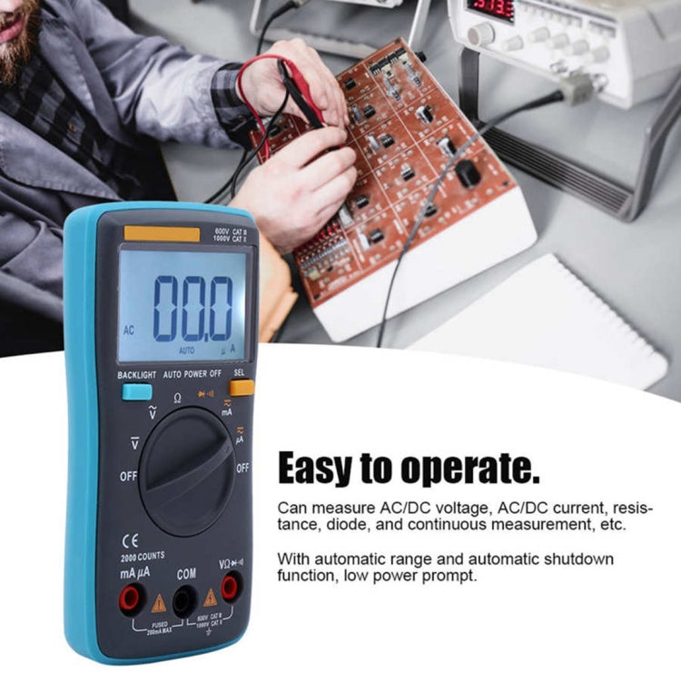 Multimètre numérique portable ZT98 CAT III 600V 2000 comptes avec rétroéclairage, testeur de courant AC/DC, tension, écran LCD et support, ZT98