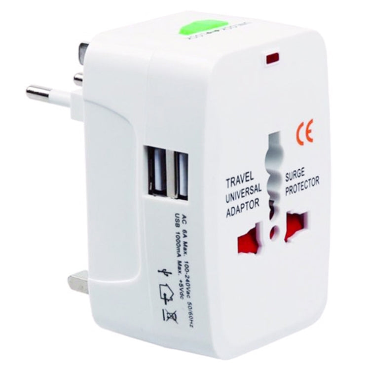 Convertisseur universel multifonction de voyage 110-250V avec deux interfaces USB, prise EU / UK / US / AU