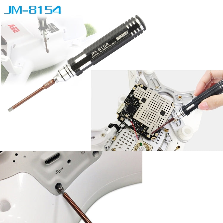 JAKEMY JM-8154 6 in 1 Model Screwdriver Set with 65mm S-2 Precision Bits(Cross 3.0, Hexagon H1.5 & H2.0 & H2.5 & H3.0), JM-8154