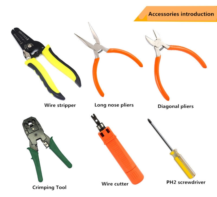 Kit professionnel LAN 16 en 1 JAKEMY PS-P15 pince à sertir, dénudeur, coupe-câble, tournevis, 16 en 1