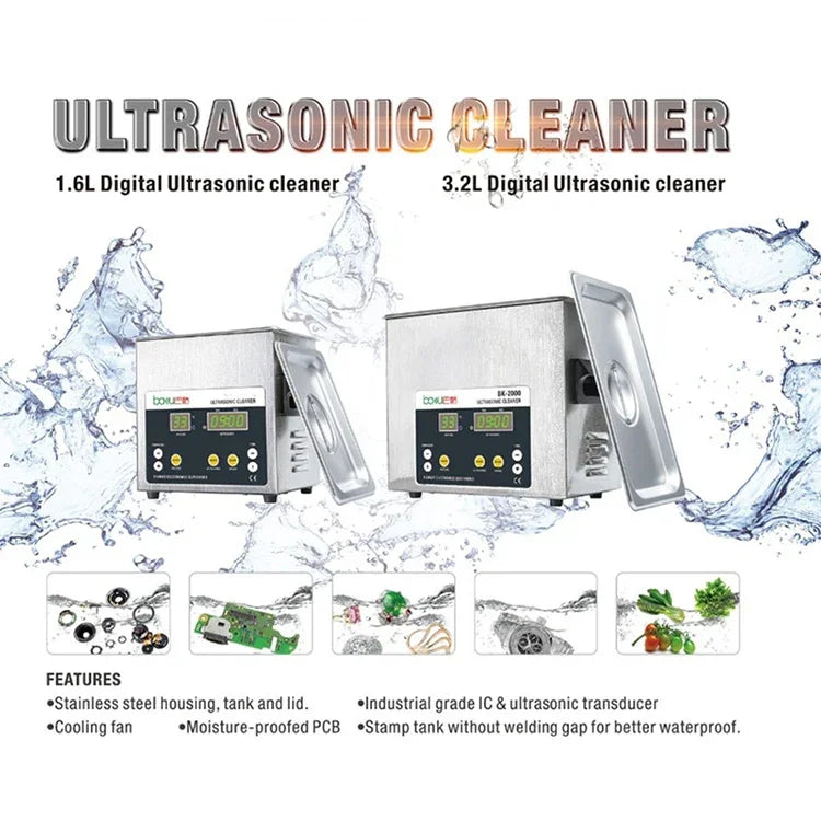 Nettoyeur à ultrasons BAKU BK-2000 120W 3.36L avec affichage LCD et panier, AC 220V, prise EU, BK-2000 120W 3.36L 220V