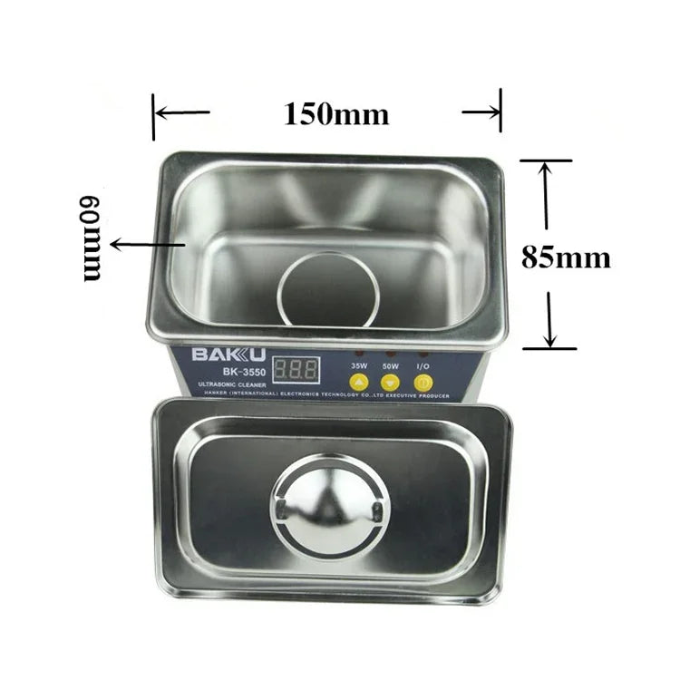 Nettoyeur à ultrasons BAKU BK-3550 35W / 50W réglable 0,8L avec écran LCD, AC 110V, prise US, BK-3550 35W / 50W 0,8L 110V