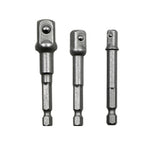 Ensemble de 3 barres d’extension pour douilles, adaptateur à queue hexagonale, embout de perceuse pour écrous (1/4, 3/8, 1/2 pouce), longueur 65-73mm