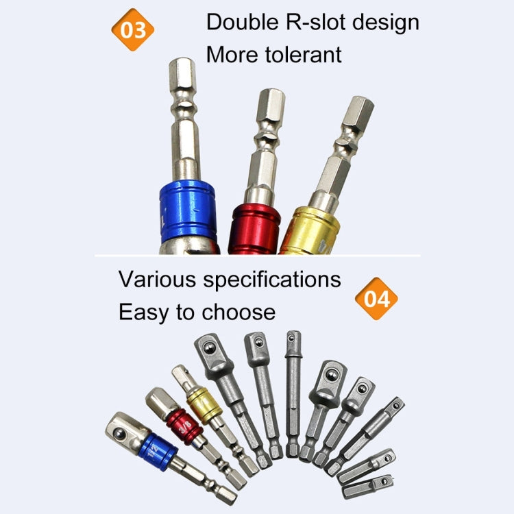 Ensemble de 3 barres d’extension pour douilles, adaptateur à queue hexagonale, embout de perceuse pour écrous (1/4, 3/8, 1/2 pouce), longueur 65-73mm