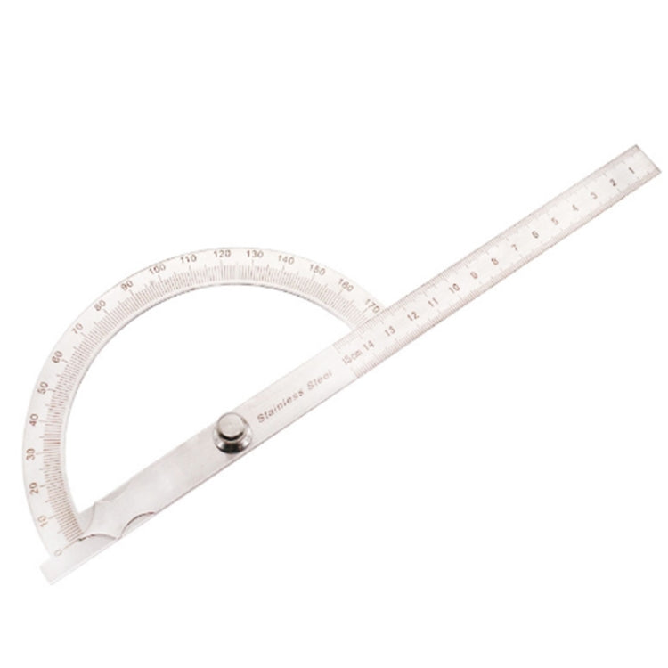 Rapporteur d’angle en acier inoxydable 0-180 degrés avec règle de mesure bras 0-150mm, règle 0-150mm