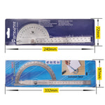 Rapporteur d’angle en acier inoxydable 0-180 degrés avec règle de mesure bras 0-150mm, règle 0-150mm