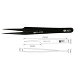 BEST BST-17C Pinces à épiler de précision extra longues en acier inoxydable pour extensions de cils, BST-17C
