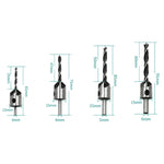 Ensemble de Forets à Contre-dépouille 4 en 1 en Acier Rapide Trois Pointes pour Travail du Bois, 3-6mm, 4 PCS/Set