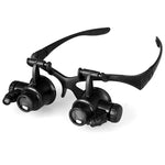 Loupe double pour bijoutier et réparation de montres avec 2 LED, grossissements 10X, 15X, 20X, 25X (noir), modèle 9892G