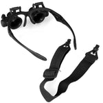Loupe double pour bijoutier et réparation de montres avec 2 LED, grossissements 10X, 15X, 20X, 25X (noir), modèle 9892G