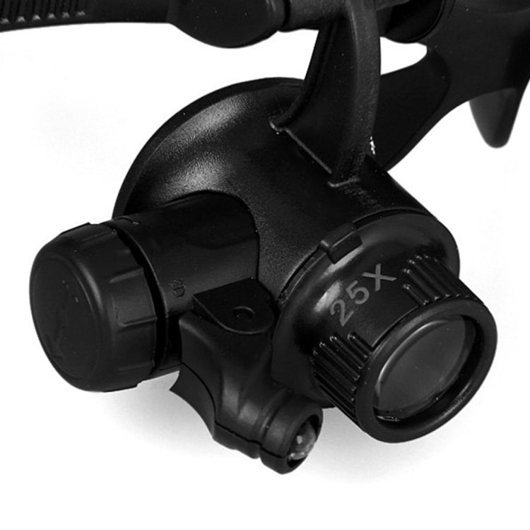 Loupe double pour bijoutier et réparation de montres avec 2 LED, grossissements 10X, 15X, 20X, 25X (noir), modèle 9892G