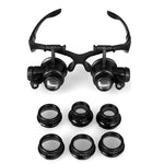 Loupe double pour bijoutier et réparation de montres avec 2 LED, grossissements 10X, 15X, 20X, 25X (noir), modèle 9892G