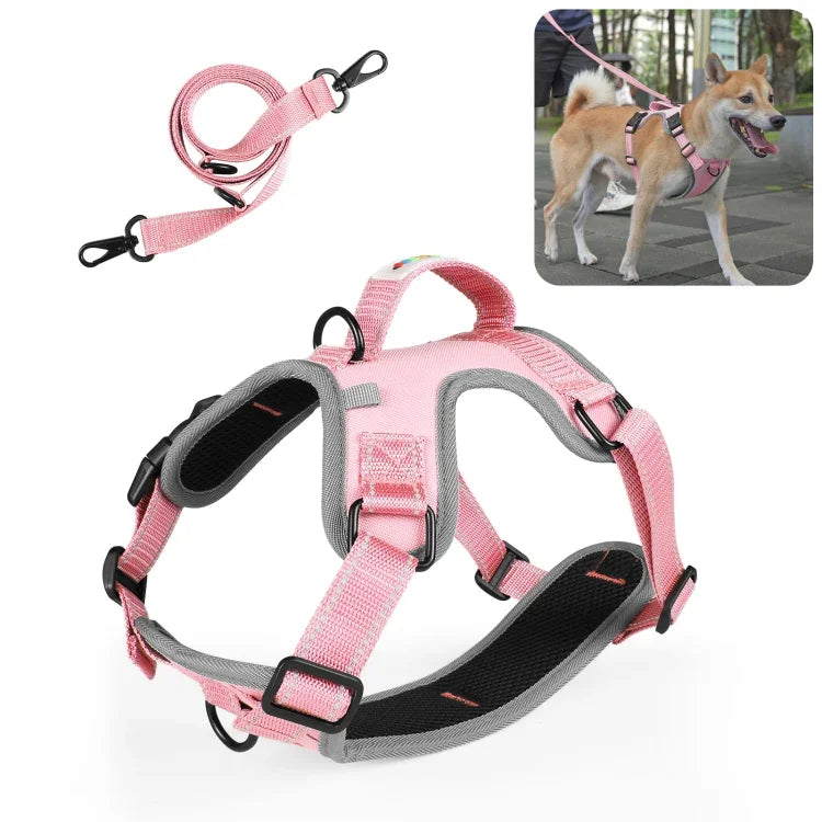 Harnais pour chien FunAdd avec corde de traction réfléchissante en nylon respirant, taille M.