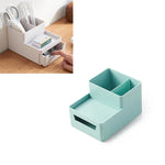 Boîte de rangement pour bureau avec porte-stylo amovible, boîte de rangement pour dossiers, 0115-2 (Bleu Vert), 0115-2 (Gris Blanc)