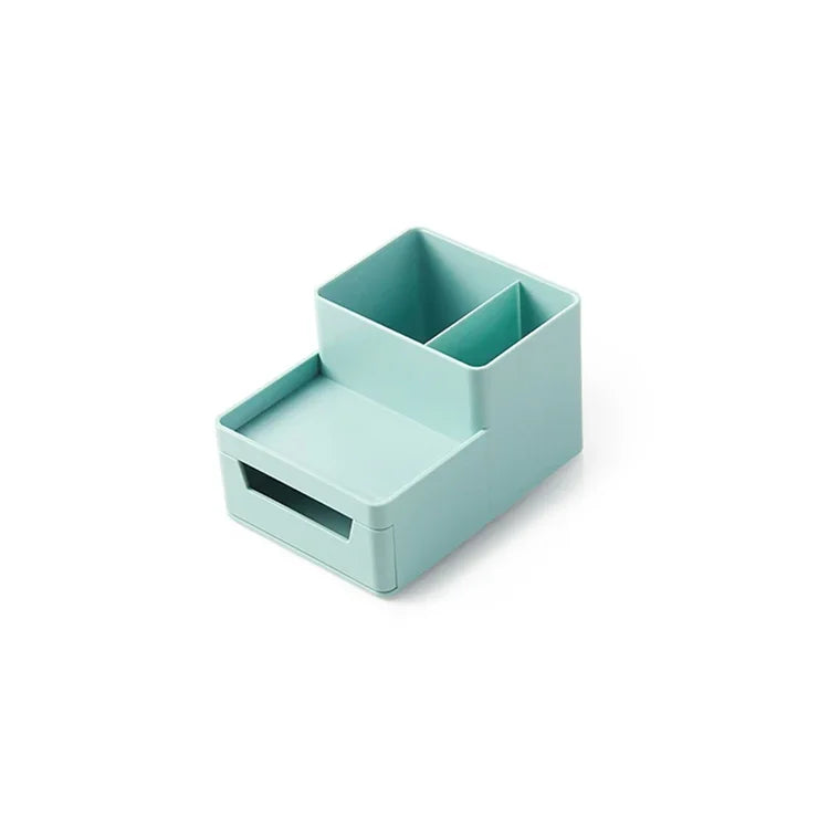 Boîte de rangement pour bureau avec porte-stylo amovible, boîte de rangement pour dossiers, 0115-2 (Bleu Vert), 0115-2 (Gris Blanc)