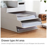 Boîte de rangement pour bureau avec porte-stylo amovible, boîte de rangement pour dossiers, 0115-2 (Bleu Vert), 0115-2 (Gris Blanc)