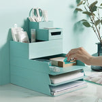 Boîte de rangement pour petits dossiers de bureau amovible assemblée, 0115-3 (Bleu Vert), 0115-3 (Gris Blanc)