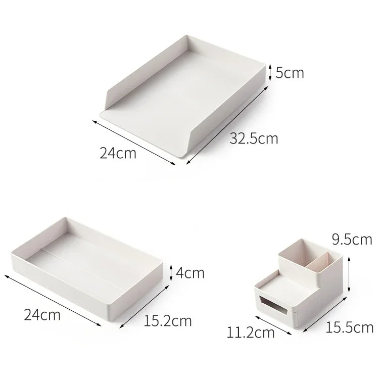Boîte de rangement pour petits dossiers de bureau amovible assemblée, 0115-3 (Bleu Vert), 0115-3 (Gris Blanc)