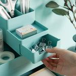 Boîte de rangement pour petits dossiers de bureau amovible assemblée, 0115-3 (Bleu Vert), 0115-3 (Gris Blanc)