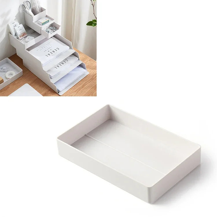 Boîte de rangement pour petits dossiers de bureau amovible assemblée, 0115-3 (Bleu Vert), 0115-3 (Gris Blanc)