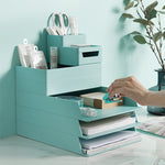 Boîte de rangement pour petits dossiers de bureau amovible assemblée, 0115-3 (Bleu Vert), 0115-3 (Gris Blanc)
