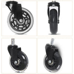 Roue transparente noire en PU de 2,5 pouces adaptée pour chaise de bureau 11x22mm, roue universelle silencieuse à vis, roue de 2,5 pouces