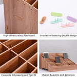 Support en bois multi-cellules pour films de téléphone portable, accessoires de bureau, présentoir à 14 cases, taille : 21x17x16 cm, 14 cases, marron