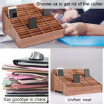 Support en bois multi-cellules pour films de téléphone portable, accessoires de bureau, présentoir à 14 cases, taille : 21x17x16 cm, 14 cases, marron