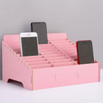 Support en bois multi-cellules pour films de téléphone portable, présentoir de bureau, 30 cases, taille : 31,5x23,5x18,5 cm, 30 cases, noir, 30 cases, rose, 30 cases, vert