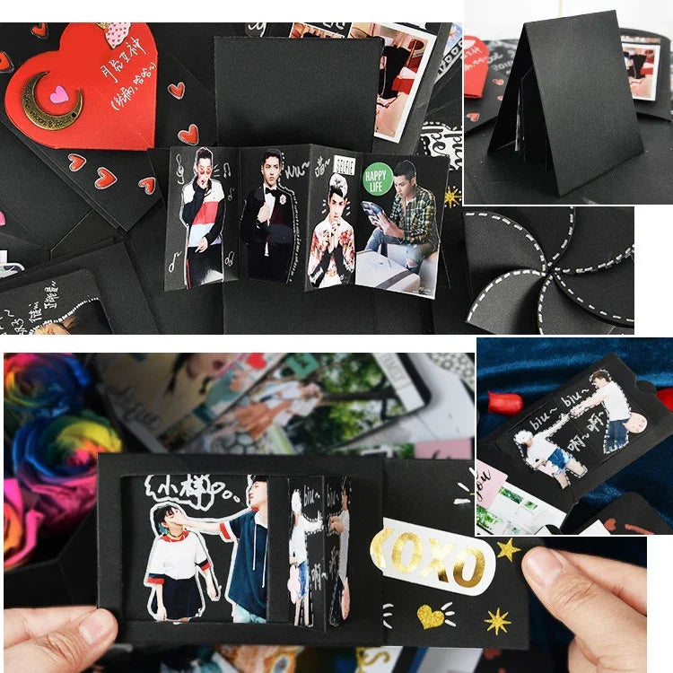 Boîte cadeau surprise en forme de cœur, album photo DIY fait main à explosion rebondissante, album DIY