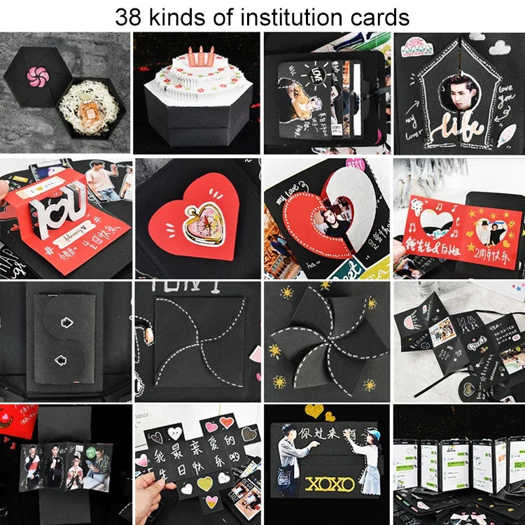 Boîte cadeau surprise en forme de cœur, album photo DIY fait main à explosion rebondissante, album DIY