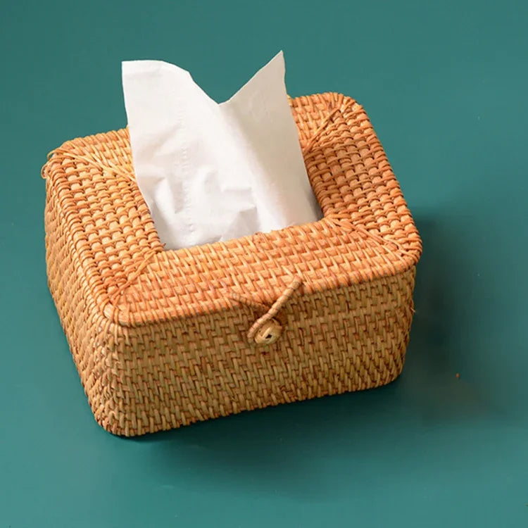 Boîte de rangement pour mouchoirs en rotin tressé mini pour restaurant, mini