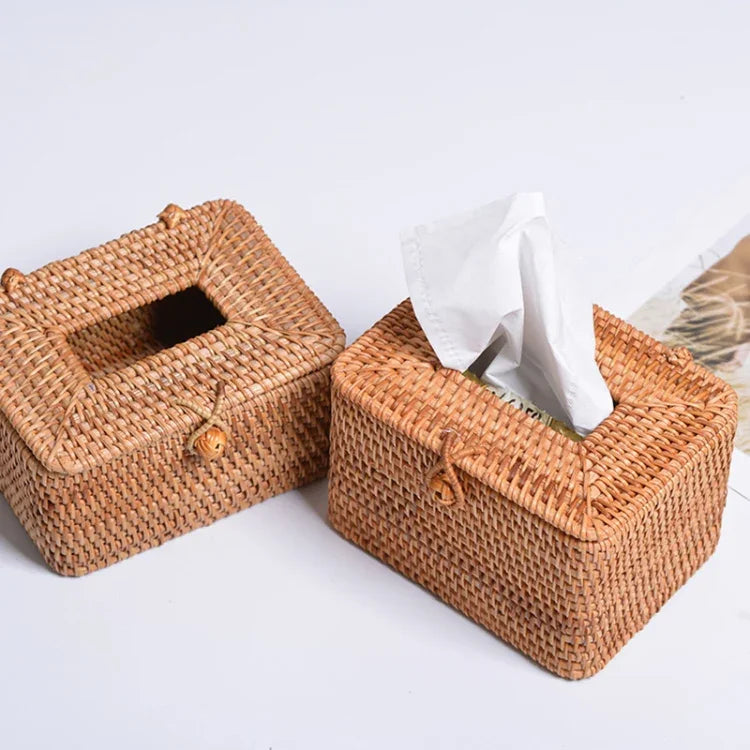Boîte de rangement pour mouchoirs en rotin tressé mini pour restaurant, mini