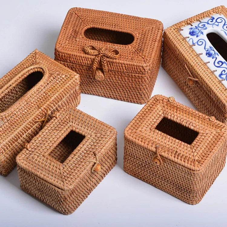 Boîte de rangement pour mouchoirs en rotin tressé mini pour restaurant, mini