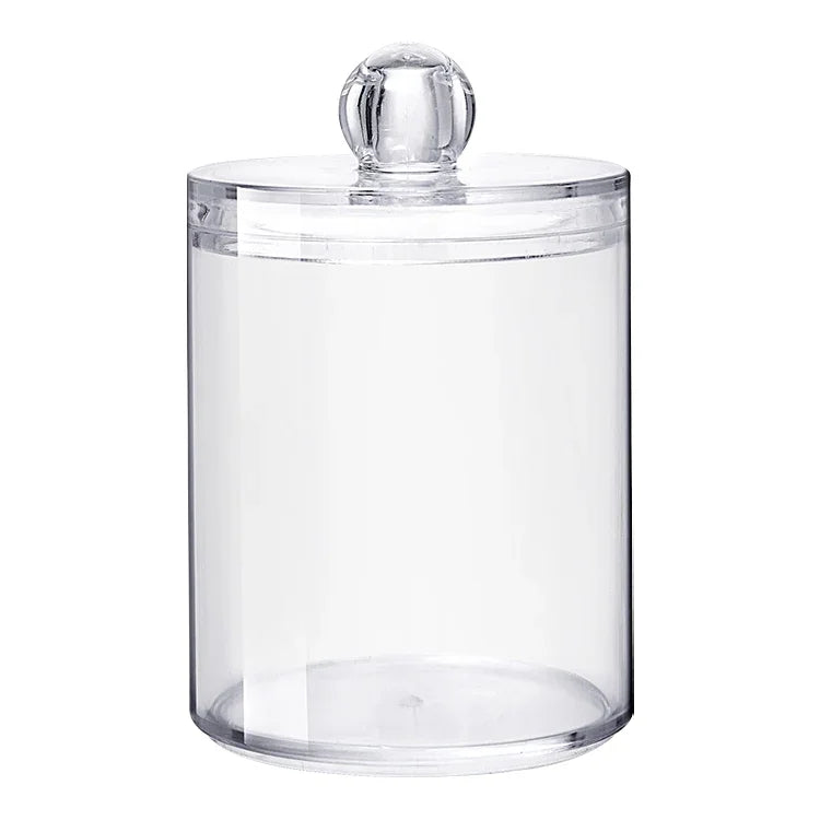 Boîte de rangement transparente ronde en plastique pour cosmétiques et cotons-tiges, Boîte à cotons-tiges