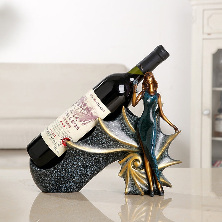 Égouttoir à vin créatif en forme de blonde, porte-bouteilles, ornement en résine, décoration d'intérieur