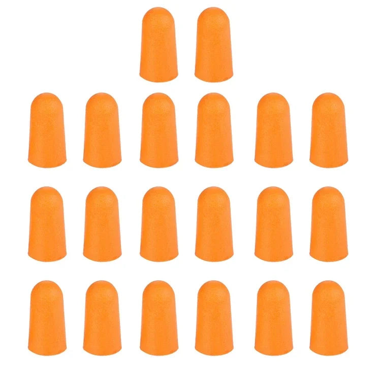 Dix paires de bouchons d'oreilles en mousse à mémoire de forme douce orange non toxique pour dormir
