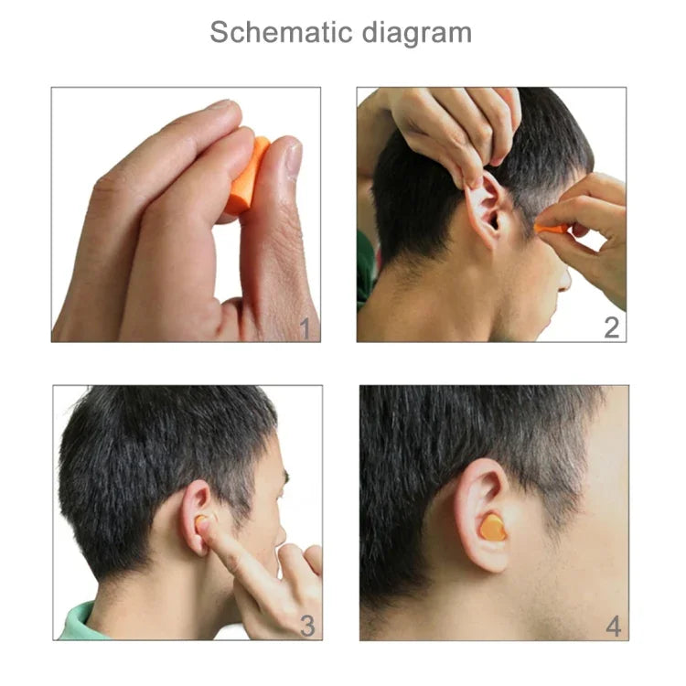 Dix paires de bouchons d'oreilles en mousse à mémoire de forme douce orange non toxique pour dormir