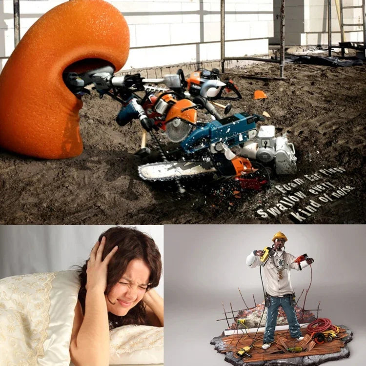 Dix paires de bouchons d'oreilles en mousse à mémoire de forme douce orange non toxique pour dormir