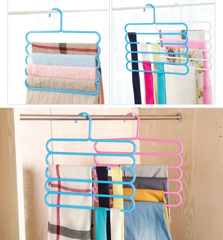 10 cintres multifonctions 5 couches pour pantalons, foulards, cravates en soie, cintres en plastique, cintres 5 couches pour pantalons