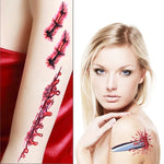 S-045 Tatouage temporaire Halloween Effroi Blessure Sang Réaliste Cicatrice Autocollant, S-045/20pcs