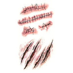 10 autocollants de tatouage temporaire réalistes S-165 Halloween, plaie, égratignures, cicatrice, S-165/10pcs